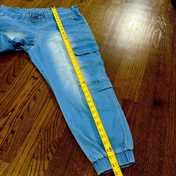 Drawstring Waist Light Thin Denim Capri Joggers With Pockets 16 - Picture 5 of 10